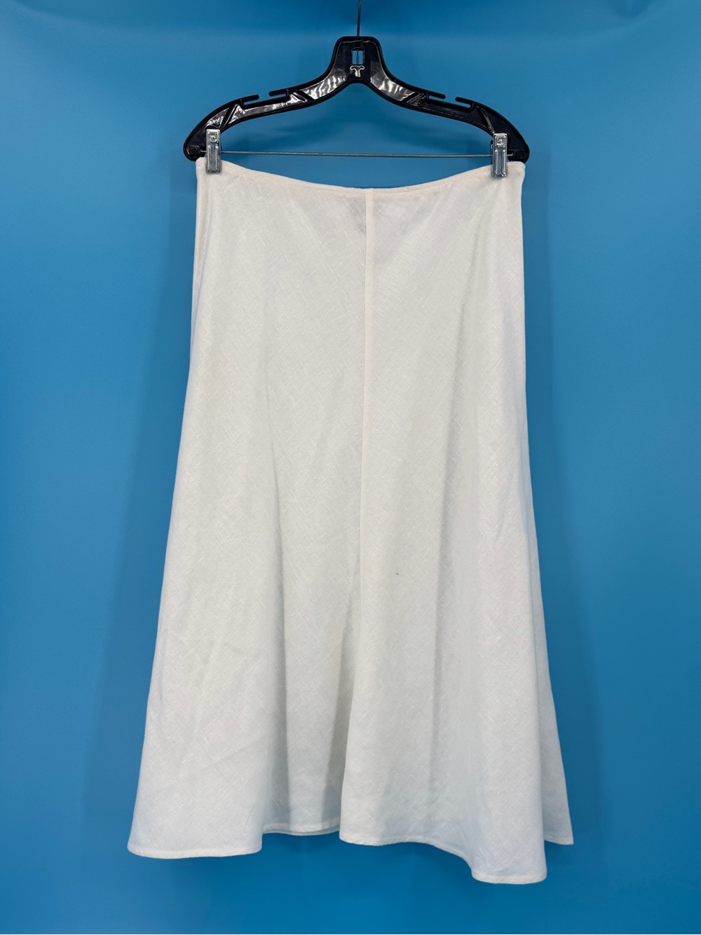 Eileen Fisher White A-Line Irish Linen Midi Skirt